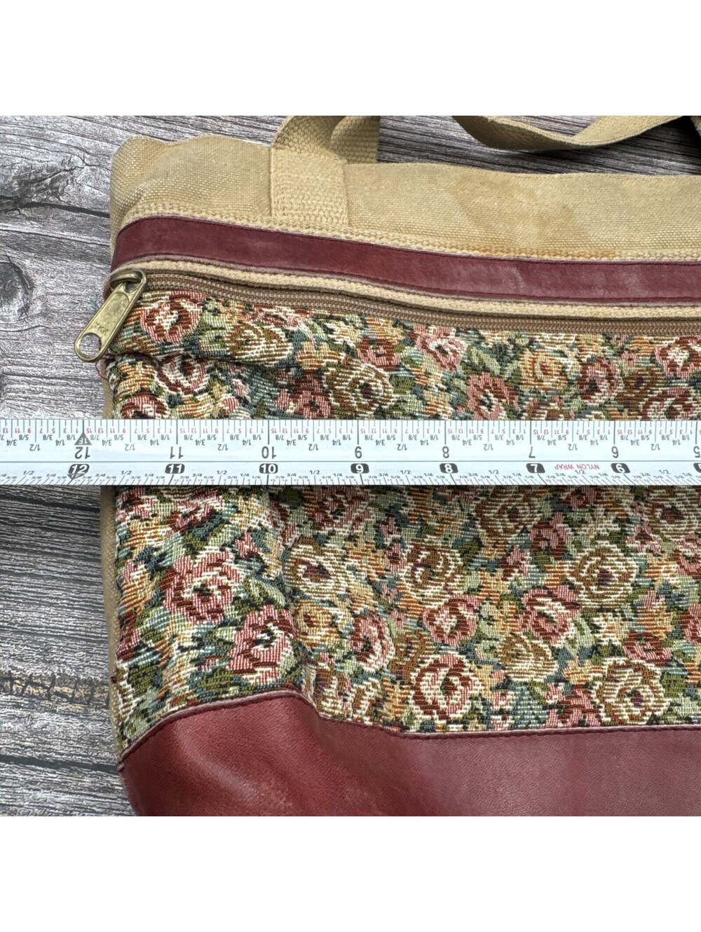 VTG 90’s My Maine Bag Leather FabricFloral Tapestry Tote Bag Boho Grannycore - Picture 7 of 8